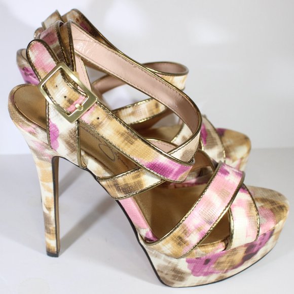 JESSICA SIMPSON Strappy Watercolour Floral Heel 6 - Picture 4 of 10